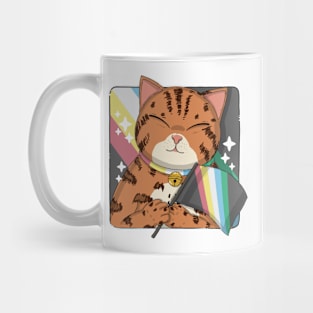 Cute Bengal Cat Holding Disability Pride Flag New Version Mug